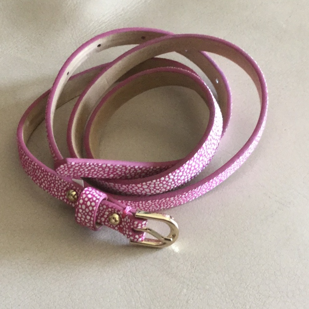 NWOT Ann Taylor hot pink w/ white dot detail belt